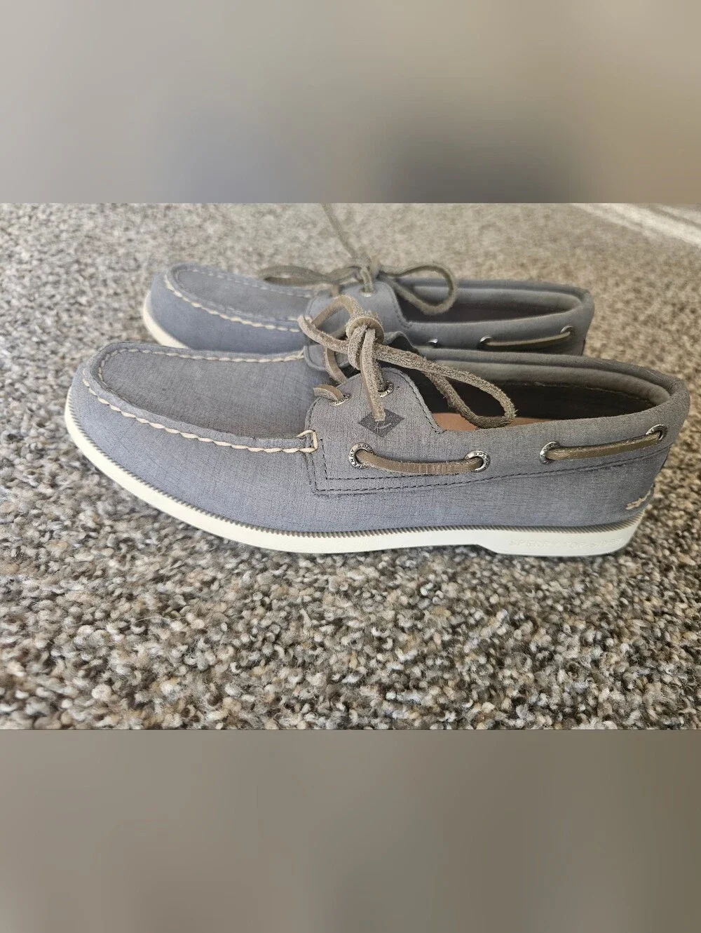 Sperry Men’s Grey Canvas 2-Eye Boat Shoes